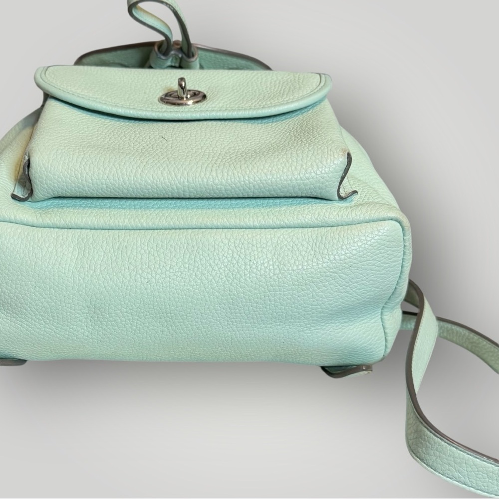 Coach Mini Turnlock Rucksack Pebbled Leather Backpack Pockets Adjustable Straps - Picture 6 of 9